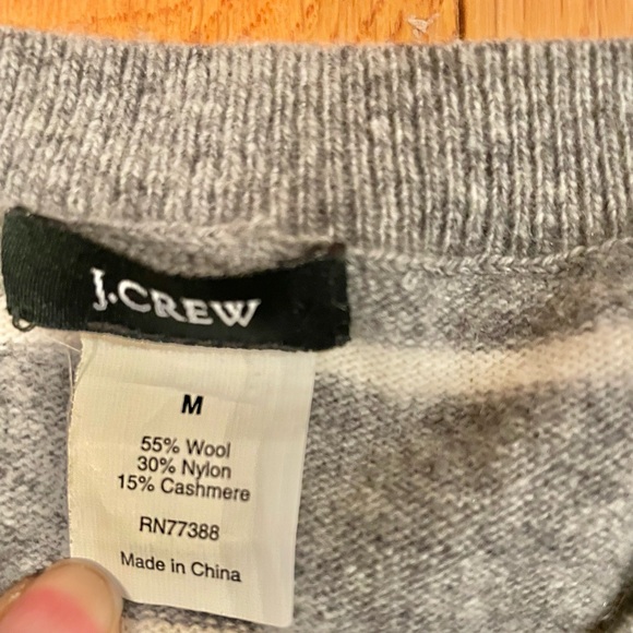 J. Crew Striped Wool/Cashmere Sweater with Crest Size Medium - Picture 6 of 9